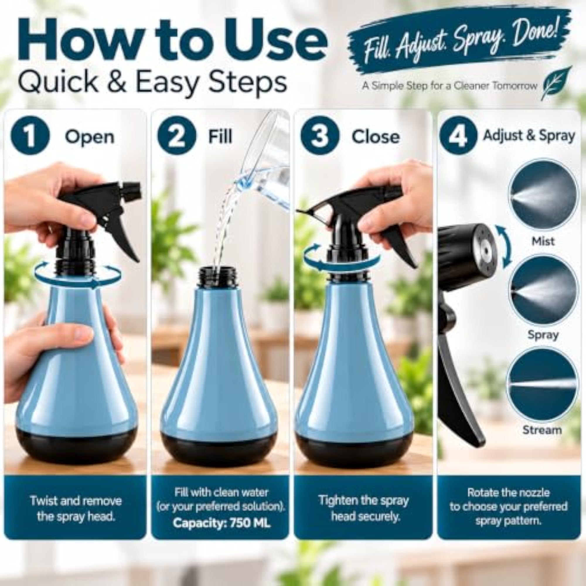 750 ML Water Mister Bottle for Plants and Home Care